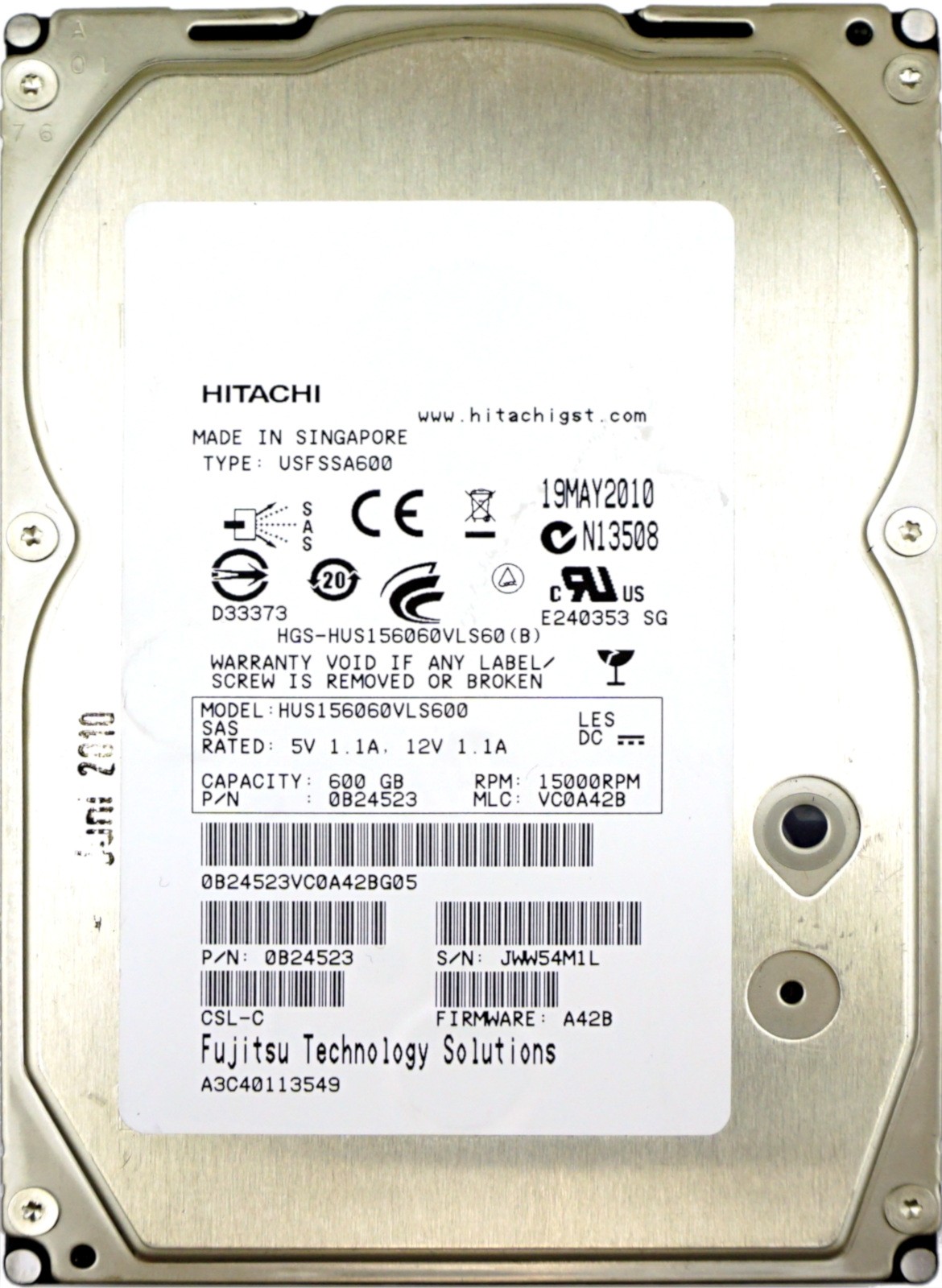 Fujitsu (A3C40113549) 600GB SAS-2 (LFF) 6Gb/s 15K HDD