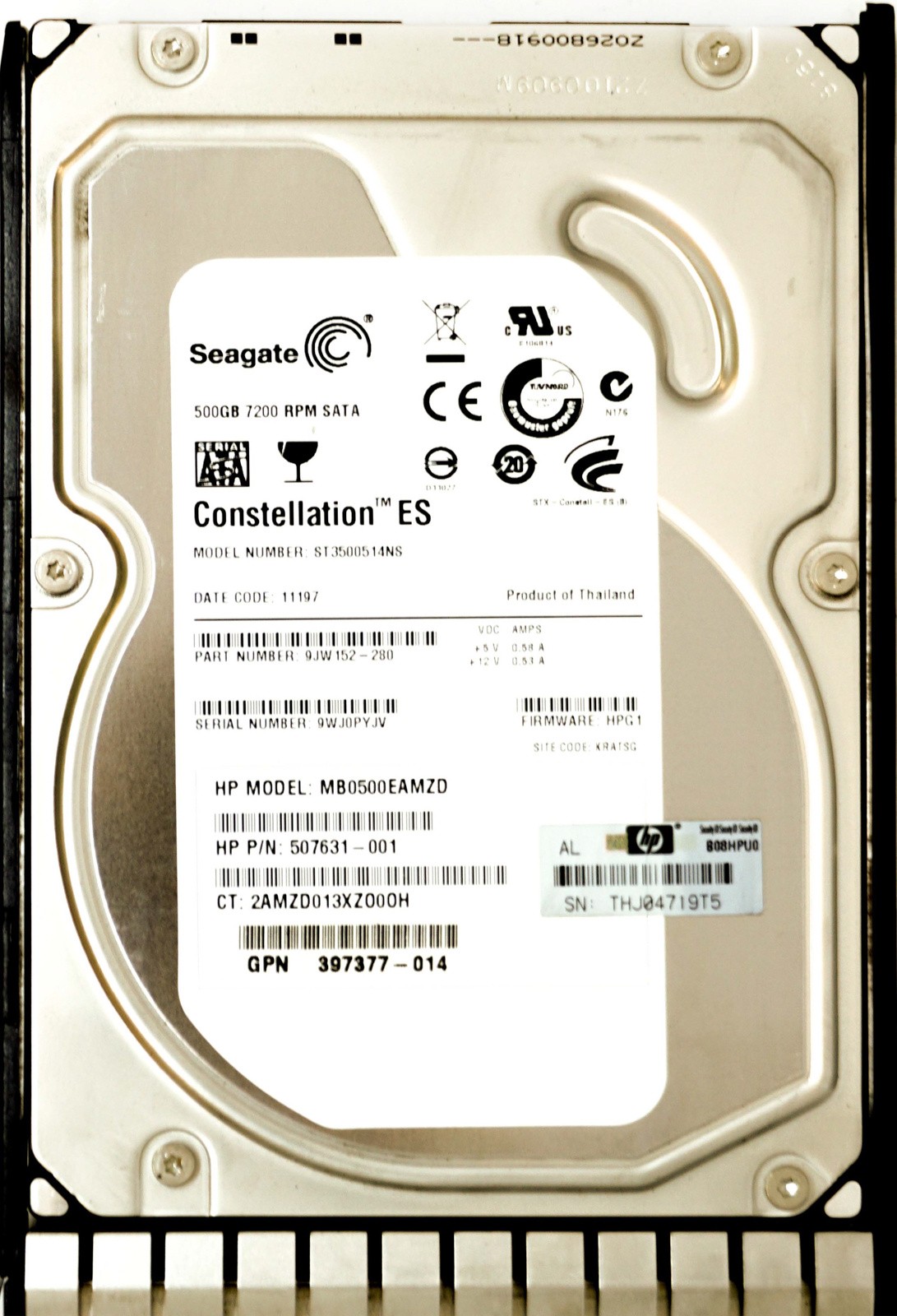HP (507631-001) 500GB SATA II (LFF) 3Gb/s 7.2K in G5 Hot-Swap Caddy