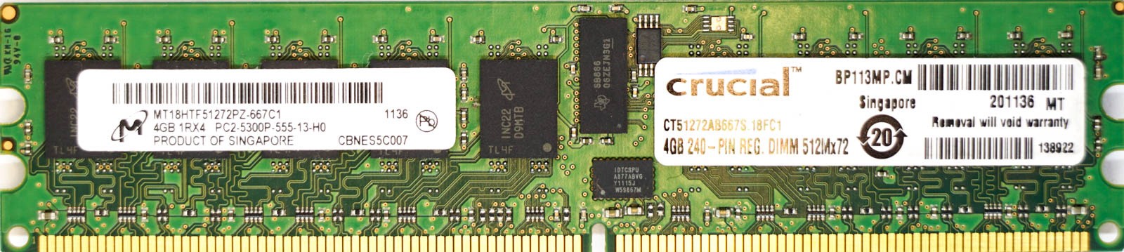 Micron - 4GB PC2-5300P (DDR2-667Mhz, 1RX4)