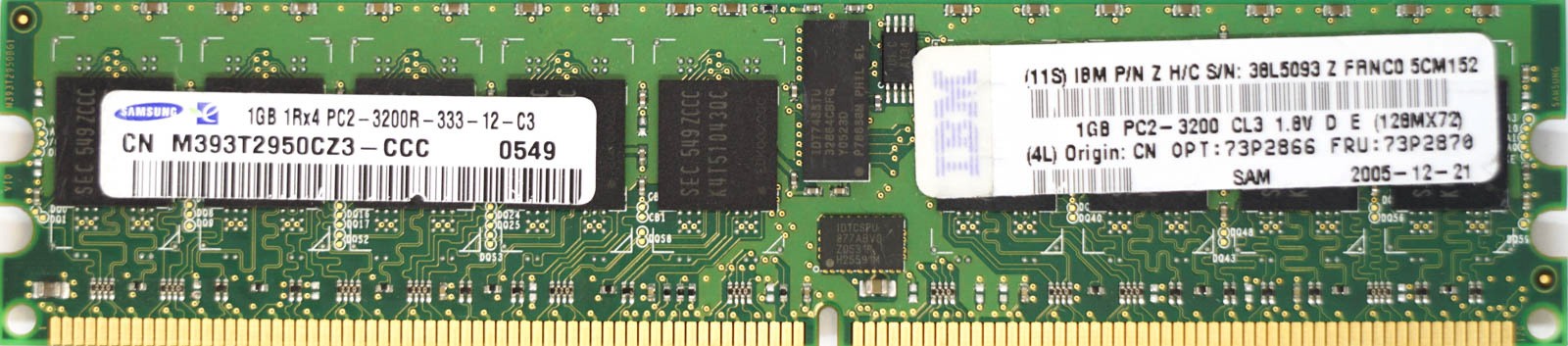 IBM (38L5093) - 1GB PC2-3200R (DDR2-400Mhz, 1RX4)