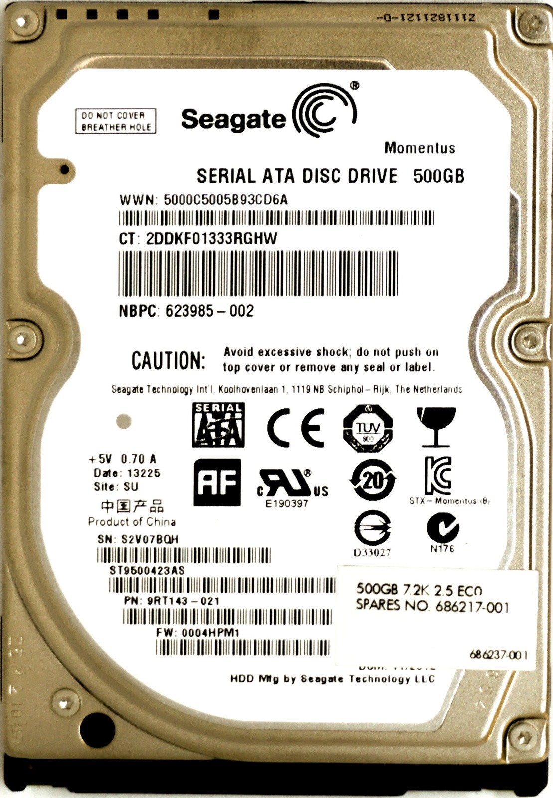 HP (623985-002) 500GB SATA III (SFF) 6Gb/s 7.2K HDD