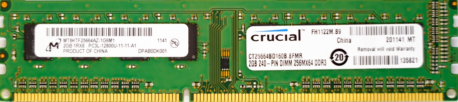 2GB PC3L-12800U (DDR3 Low-Power-1600Mhz, 2RX8)
