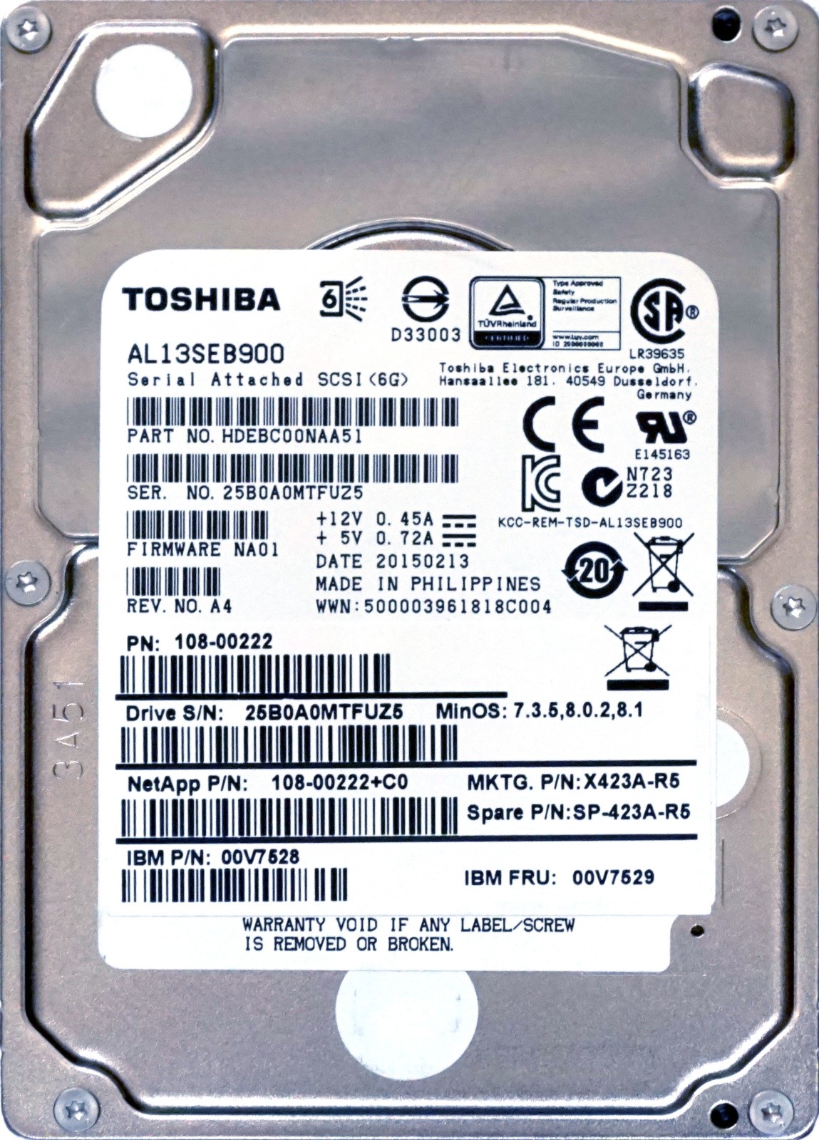 Toshiba (AL13SEB900) 900GB SAS-2 (2.5") 6Gb/s 10K HDD
