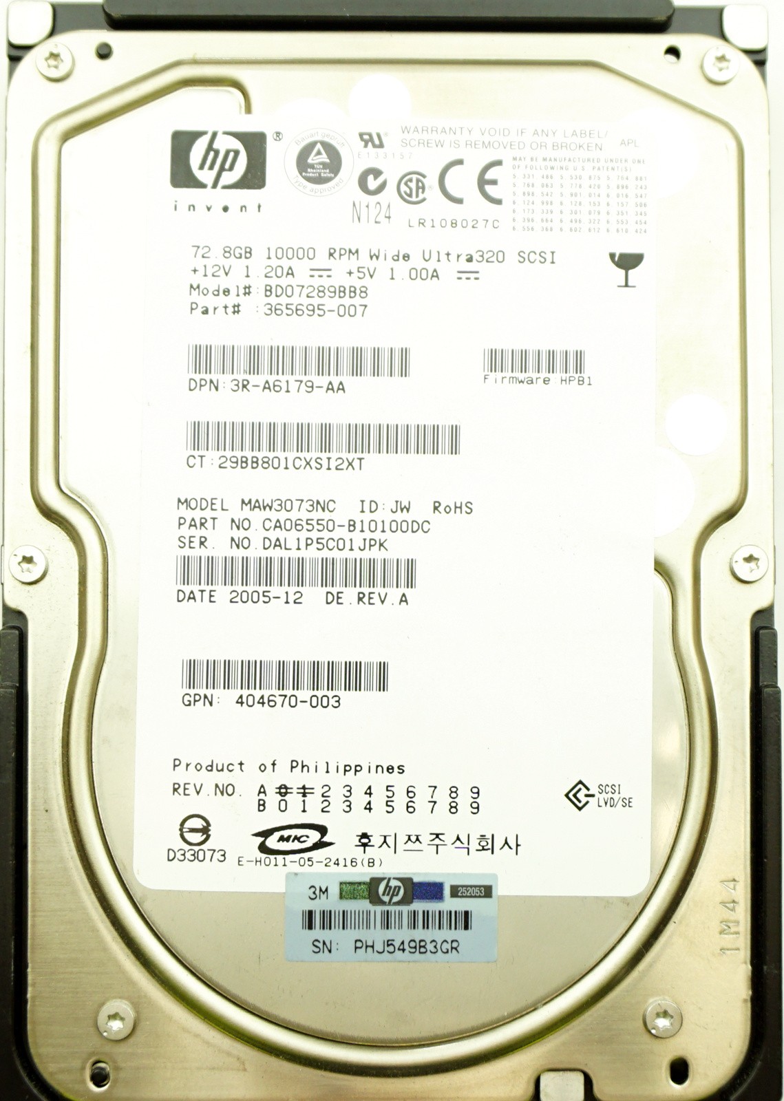 HP (365695-007) 73GB SCSI - 80 Pin (LFF) 10K HDD