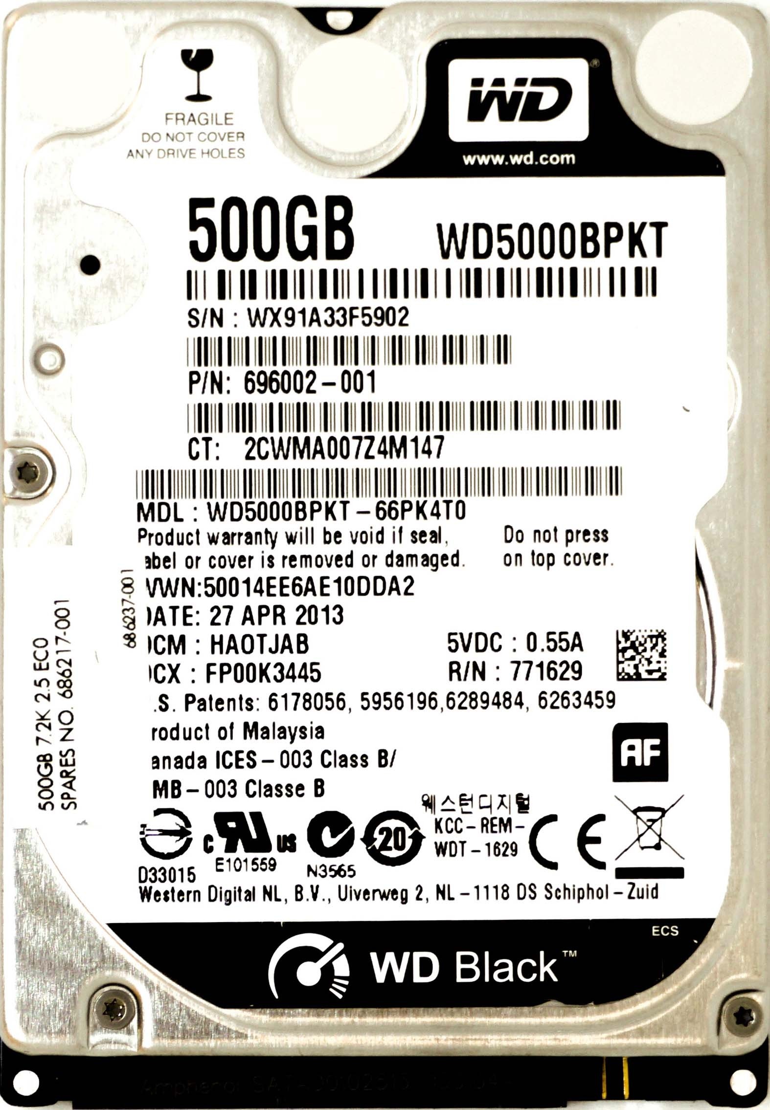 Unbranded 500GB SATA-III (SFF 2.5in) 6Gbps 7.2K HDD