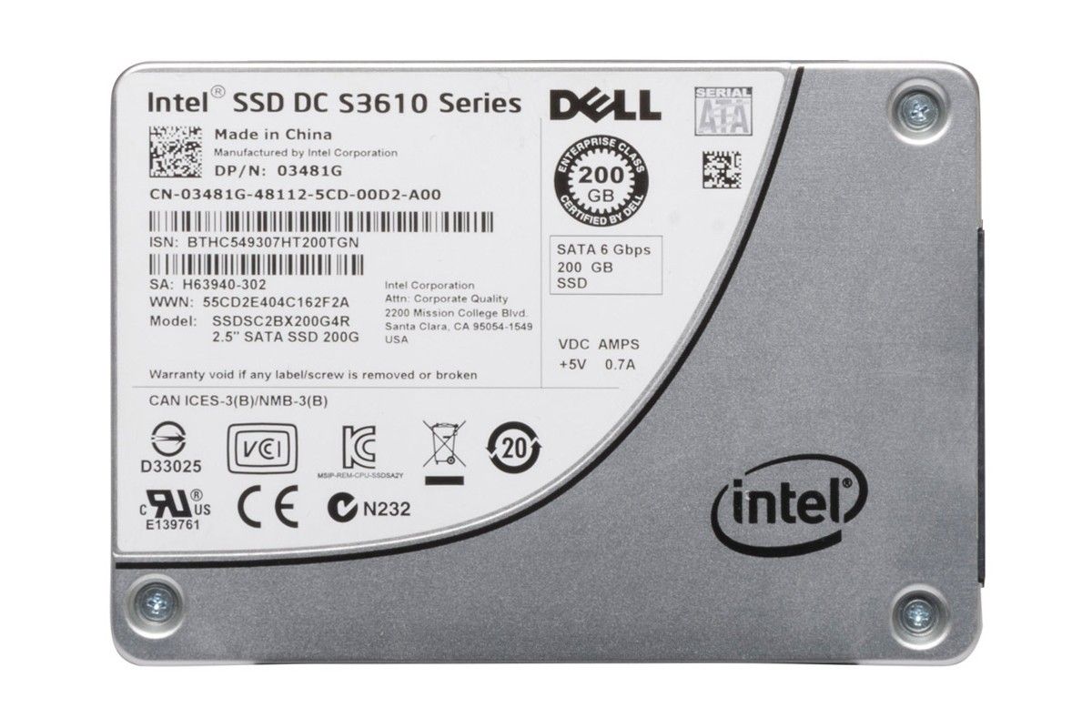 Dell (3481G) 200GB Enterprise Class SATA III (SFF 2.5") 6Gbps SSD New
