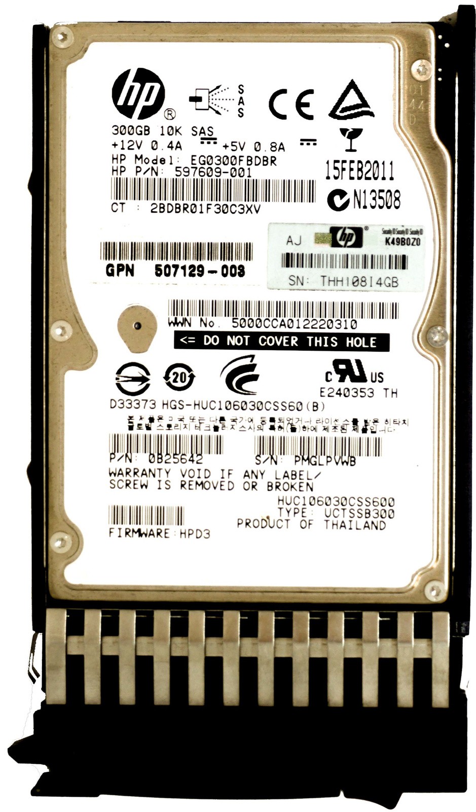 HP (597609-001) 300GB SAS-2 (2.5") 6Gbps 10K HDD in G5 Hot-Swap Caddy