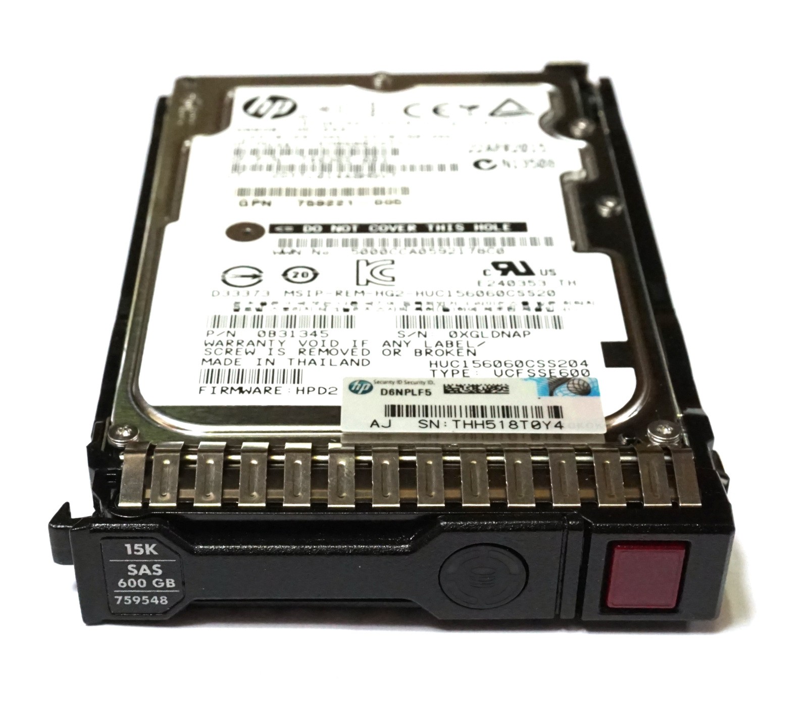 HP (759548-001) 600GB SAS-3 (2.5") 12Gb/s 15K HDD in Gen8 Hot-Swap Caddy