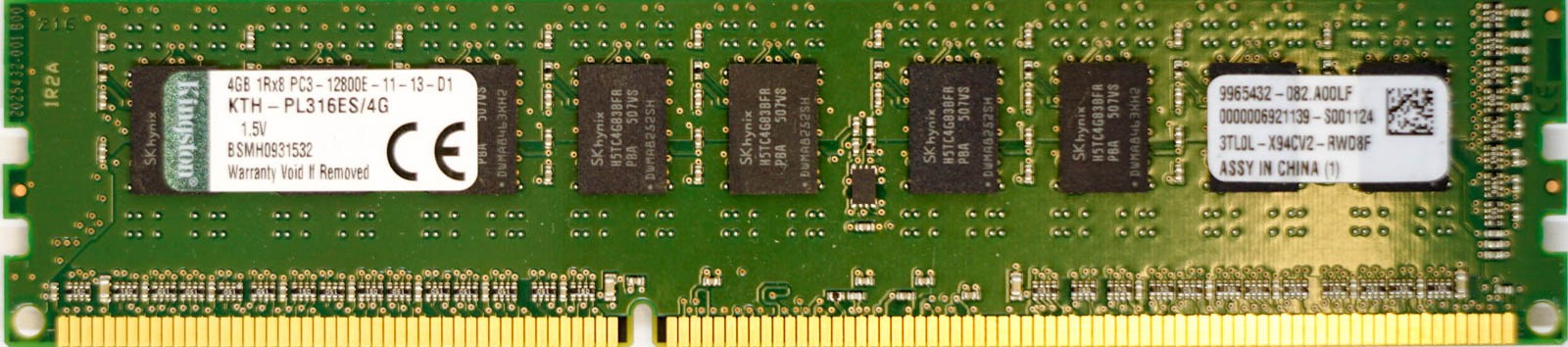 Kingston - 4GB PC3-12800E (DDR3-1600Mhz, 1RX8)