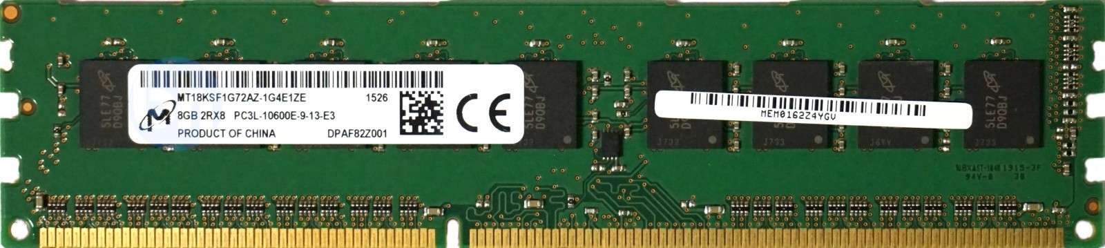 Micron - 8GB PC3L-10600E (DDR3 Low-Power-1333Mhz, 2RX8)