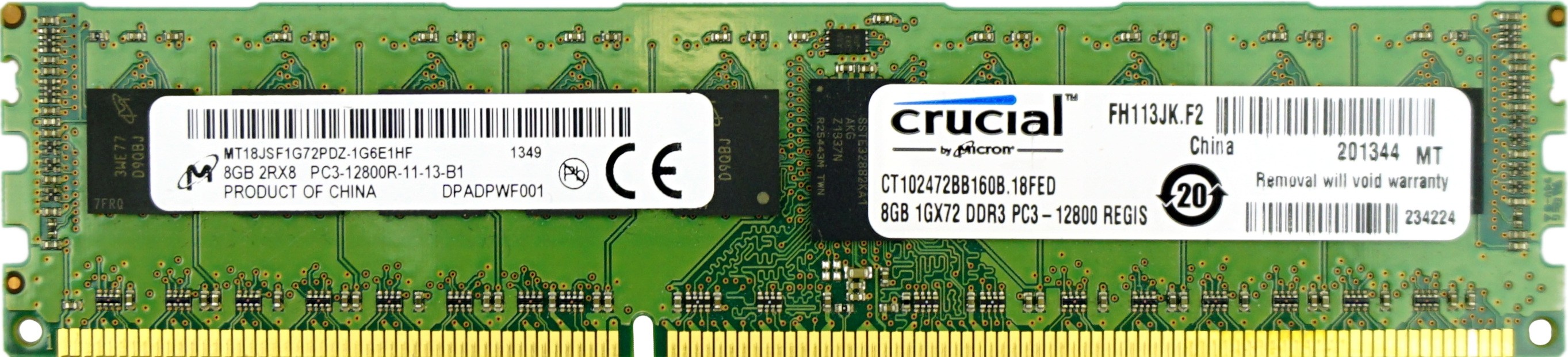 Micron - 8GB PC3-12800R (DDR3-1600Mhz, 2RX8)