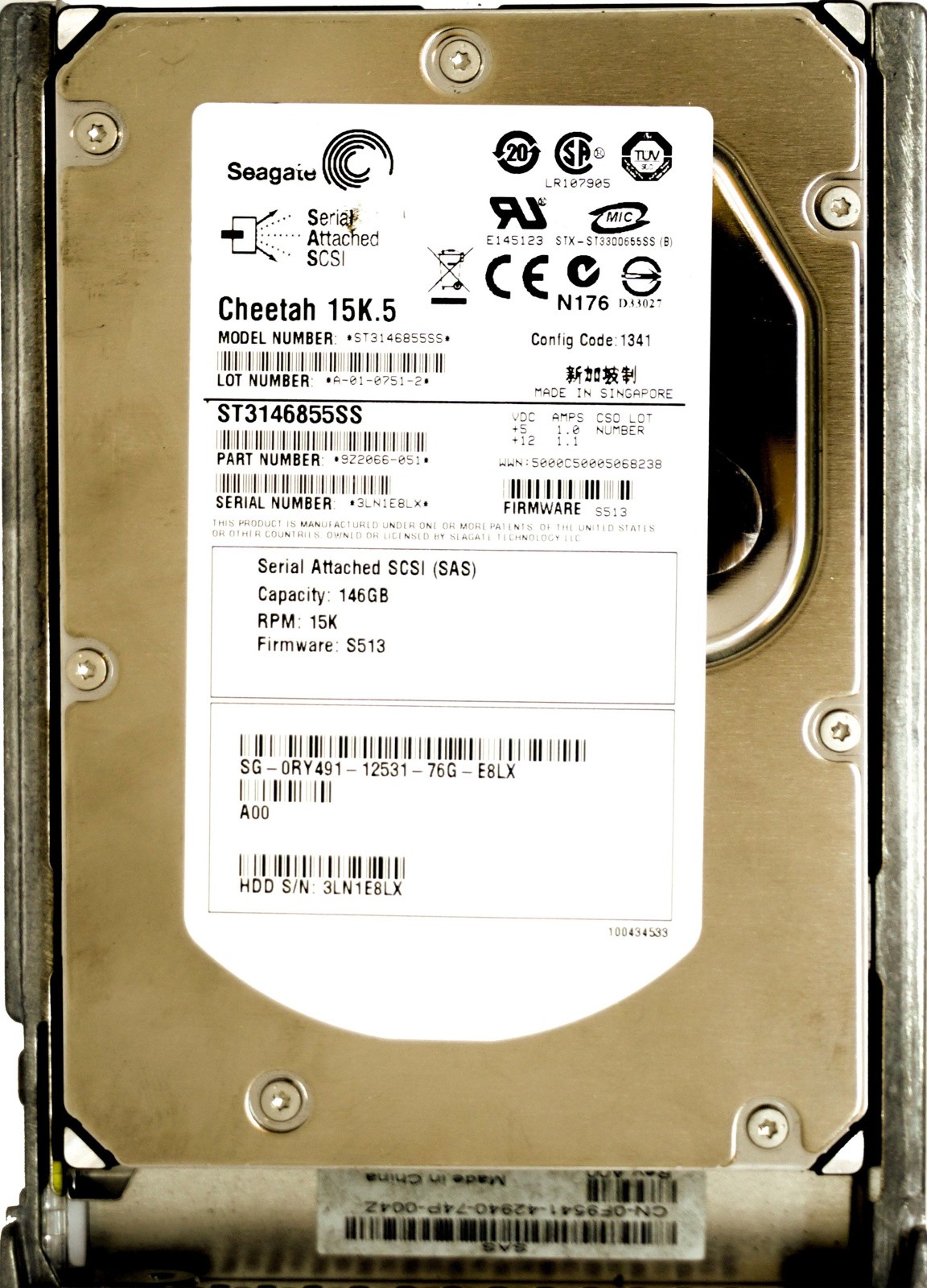Dell (RY491) 146GB SAS-1 (LFF) 3Gb/s 15K in 9G Hot-Swap Caddy