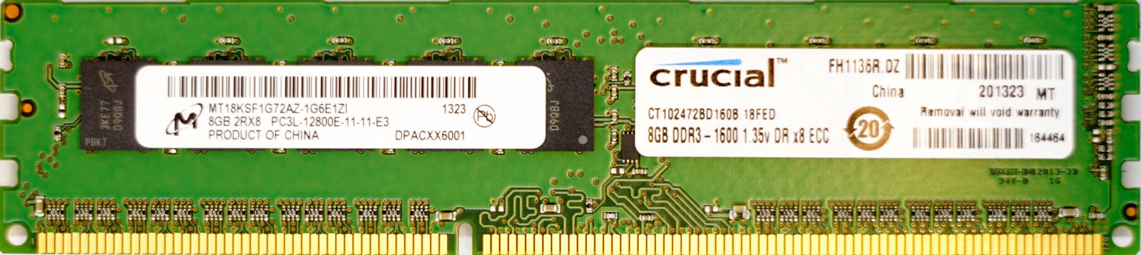 Micron - 8GB PC3L-12800E (DDR3 Low-Power-1600Mhz, 2RX8)