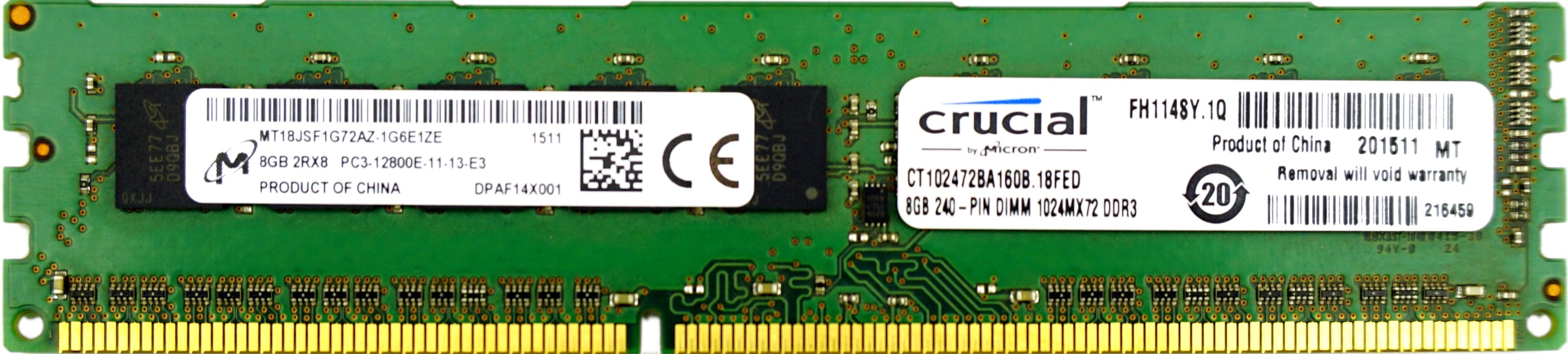 Micron - 8GB PC3-12800E (DDR3-1600Mhz, 2RX8)