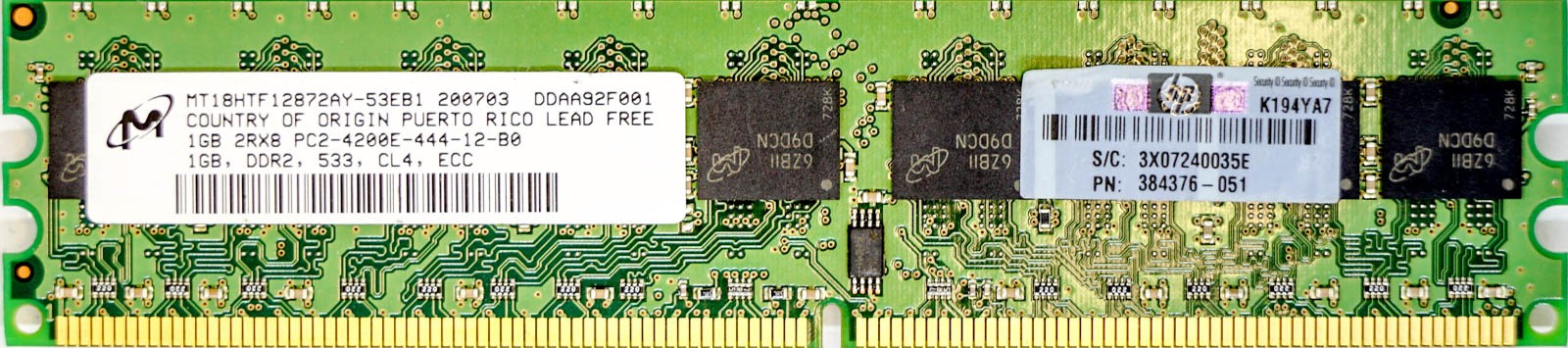 HP (384376-051) - 1GB PC2-4200E (DDR2-533Mhz, 2RX8)