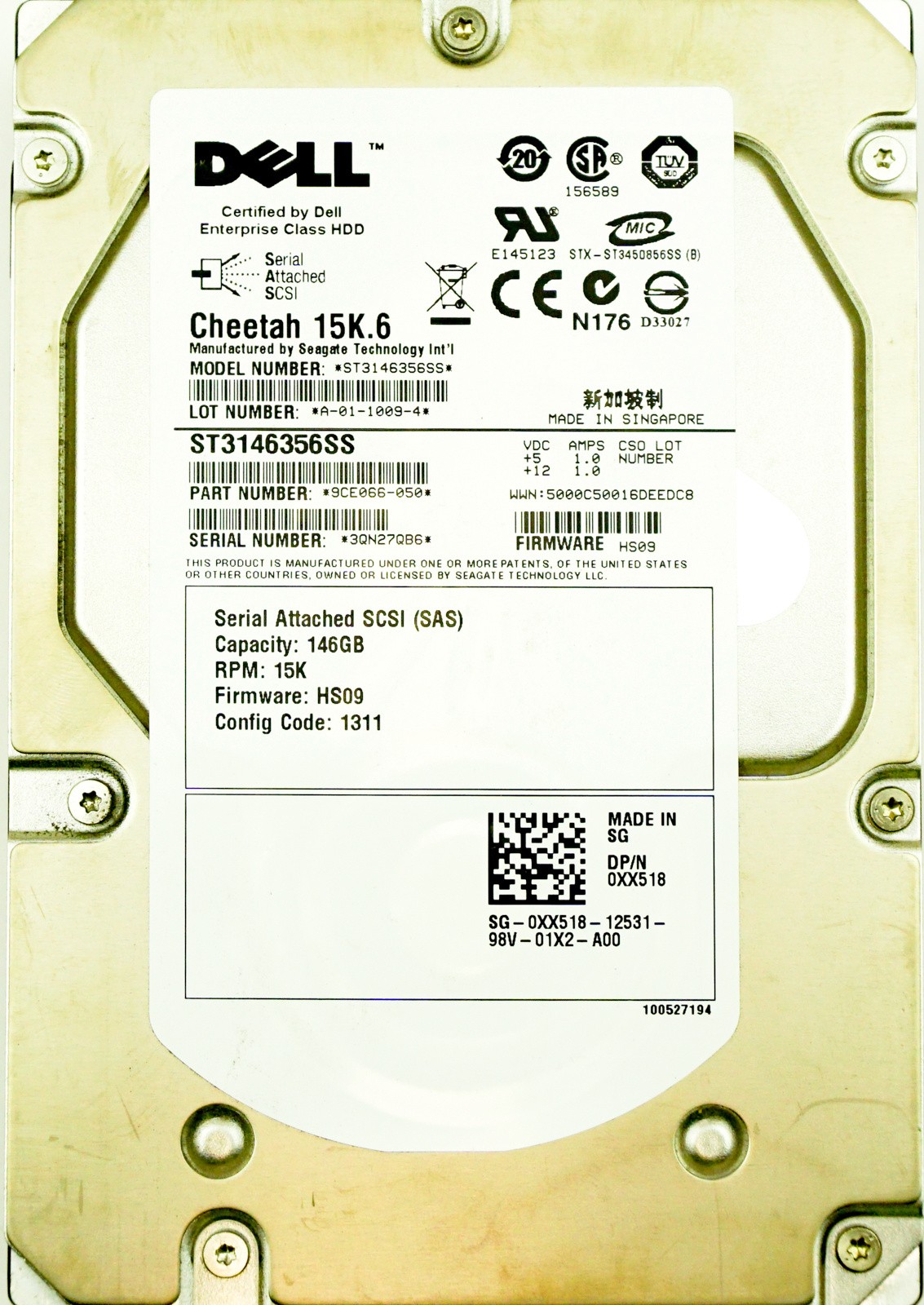 Dell (XX518) 146GB SAS-1 (LFF) 3Gb/s 15K HDD