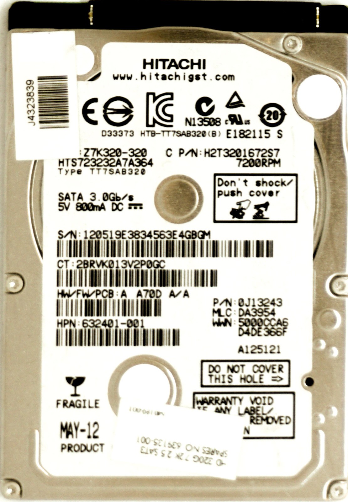 Hitachi (HTS723232A7A364) 320GB SATA II (SFF) 3Gb/s 7.2K HDD