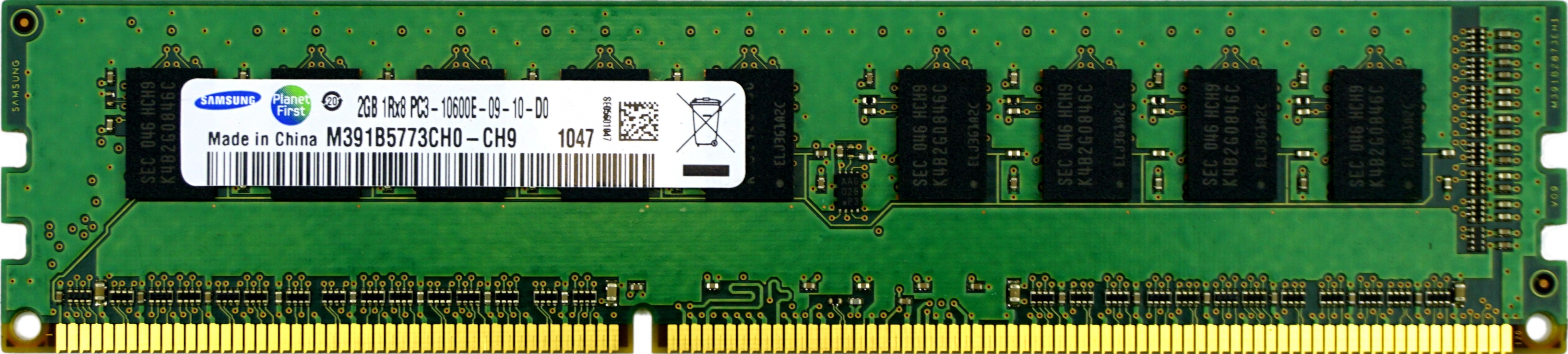 Samsung - 2GB PC3-10600E (DDR3-1333Mhz, 1RX8)