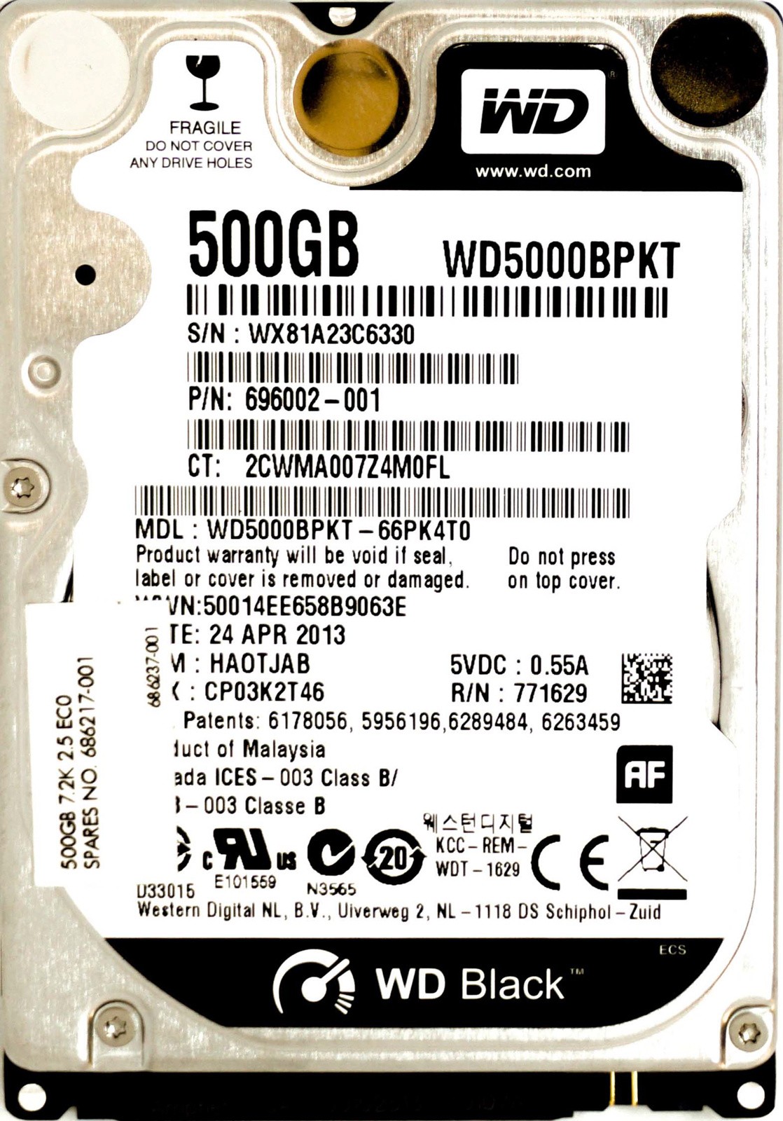 HP (696002-001) 500GB SATA III (SFF) 6Gb/s 7.2K HDD