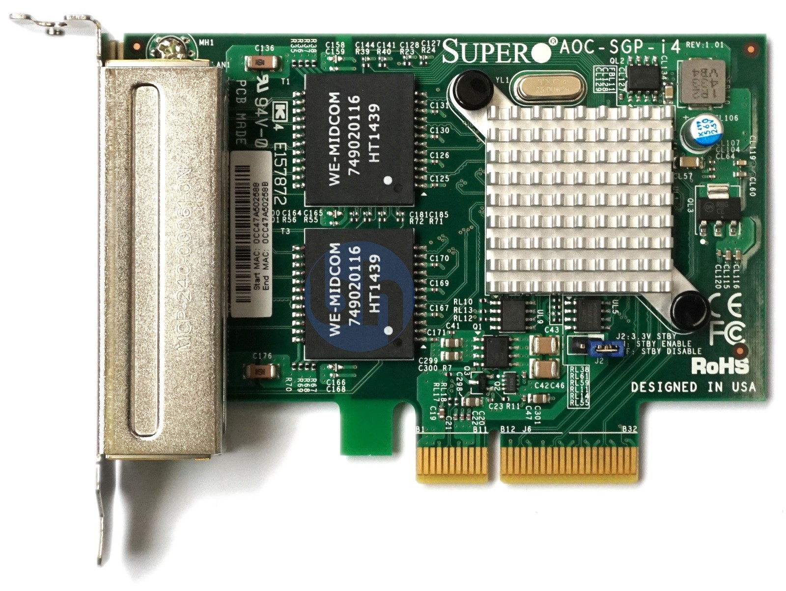 SuperMicro AOC-SGP-I4 Quad Port - 1Gbps RJ45 Low Profile PCIe-x4 Ethernet