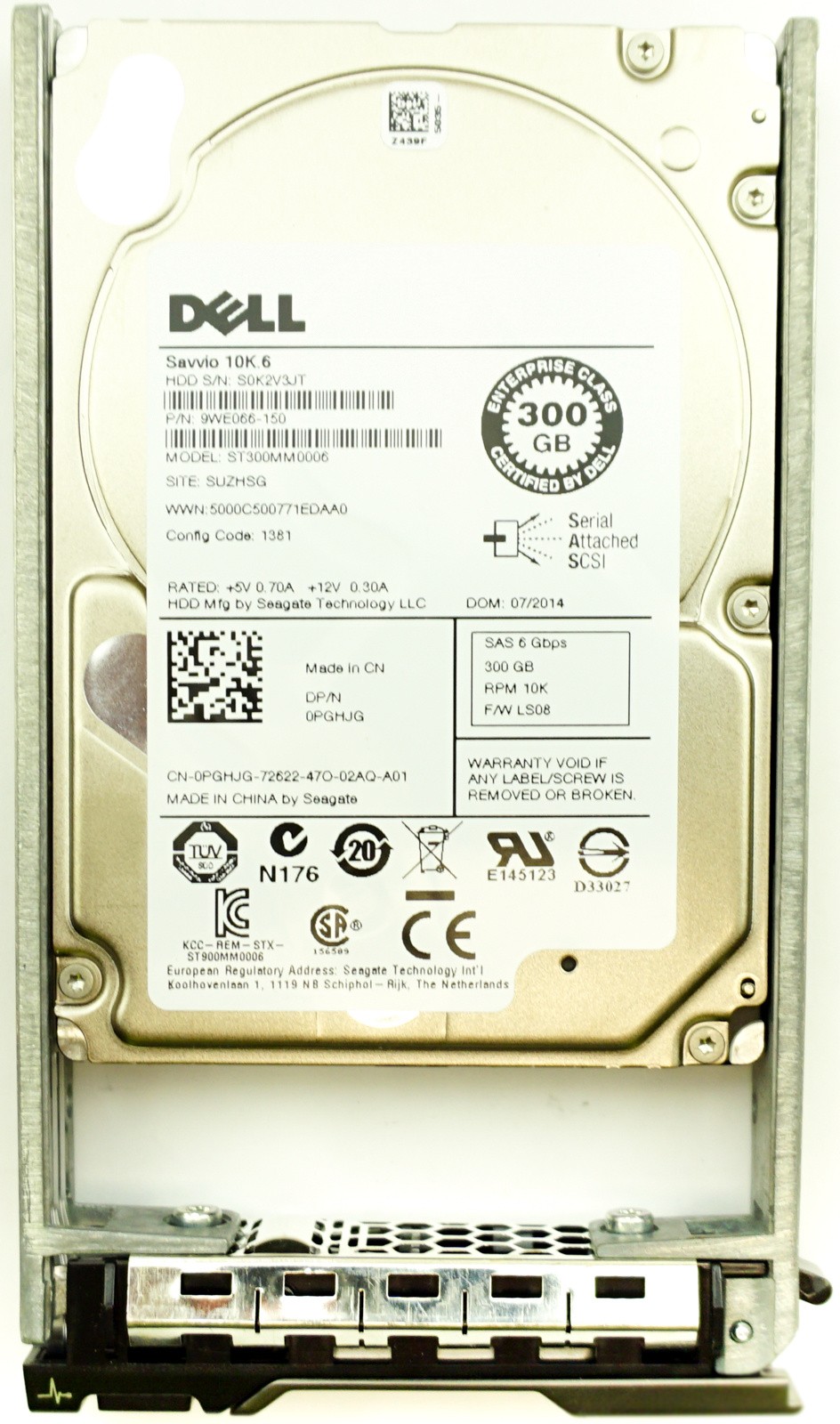 Dell (PGHJG) 300GB SAS-2 (SFF) 6Gb/s 10K in 11G Hot-Swap Caddy