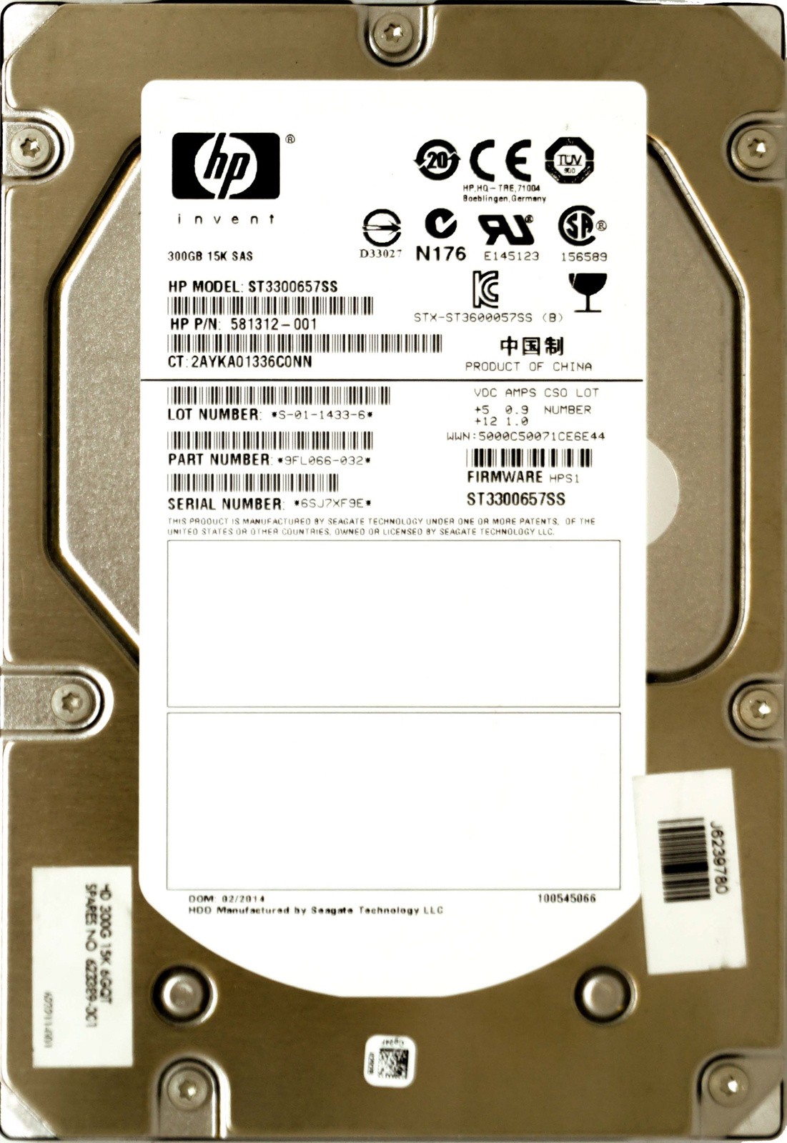 HP (581312-001) 300GB SAS-2 (LFF) 6Gb/s 15K HDD