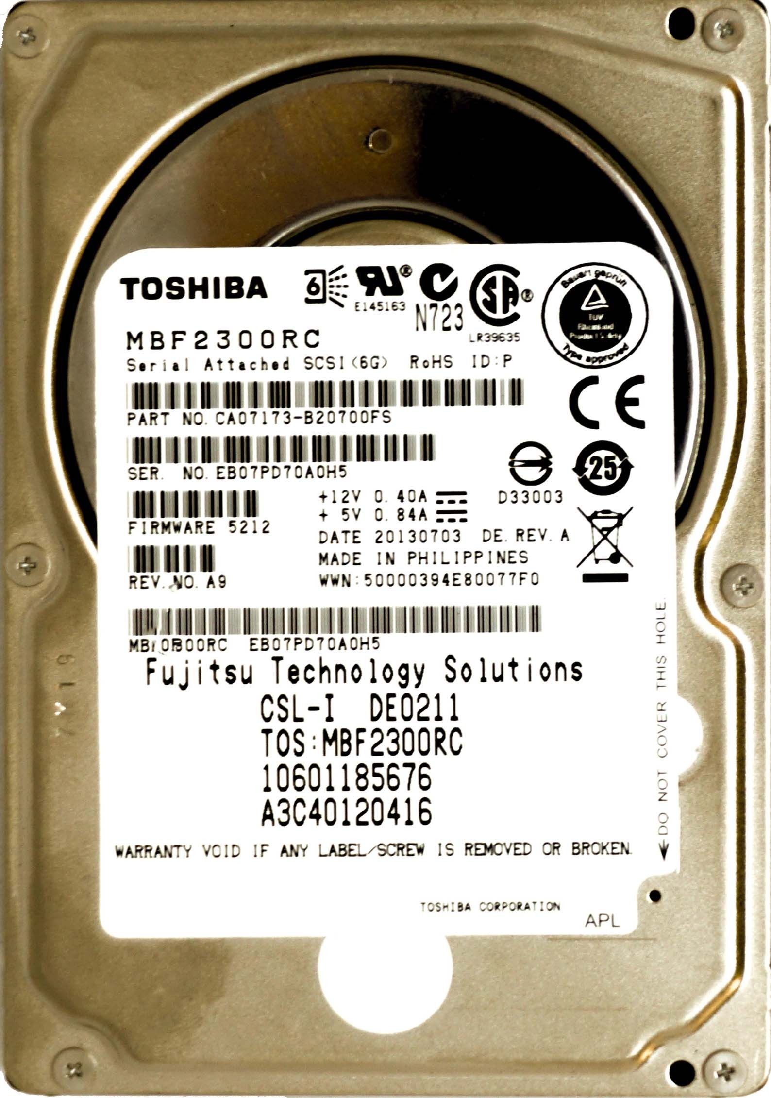Toshiba (MBF2300RC) 300GB SAS-2 (SFF) 6Gbs 10K HDD