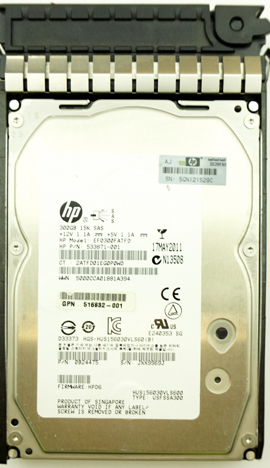 HP (533871-001) 300GB SAS-2 (LFF) 6Gb/s 15K in G5 Hot-Swap Caddy