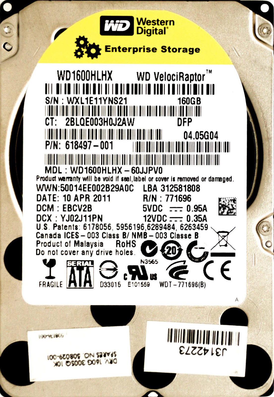 HP (618497-001) 160GB SATA II (SFF) 3Gb/s 10K No IcePack
