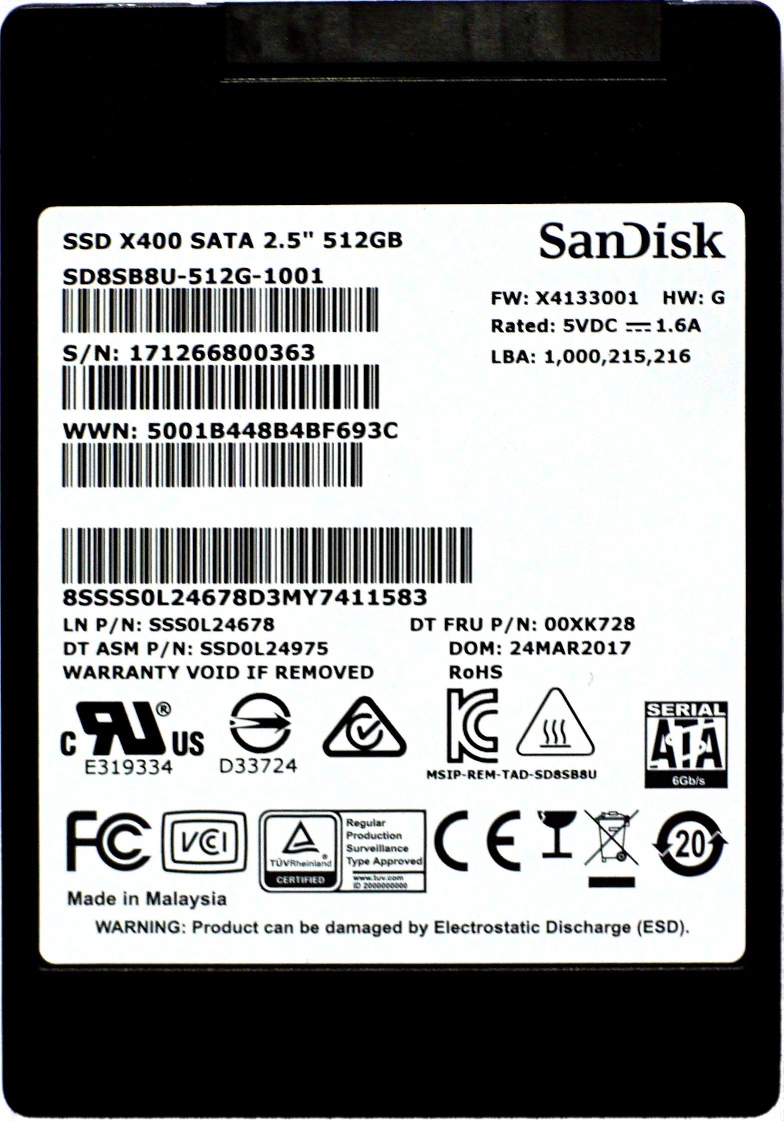 IBM (0L24678) 512GB SATA III (SFF) 6Gb/s SSD