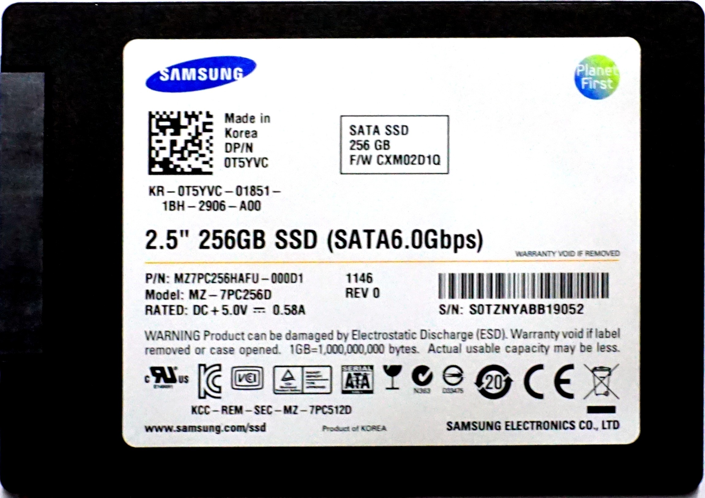 Dell (T5YVC) 256GB SATA III (SFF) 6Gb/s SSD