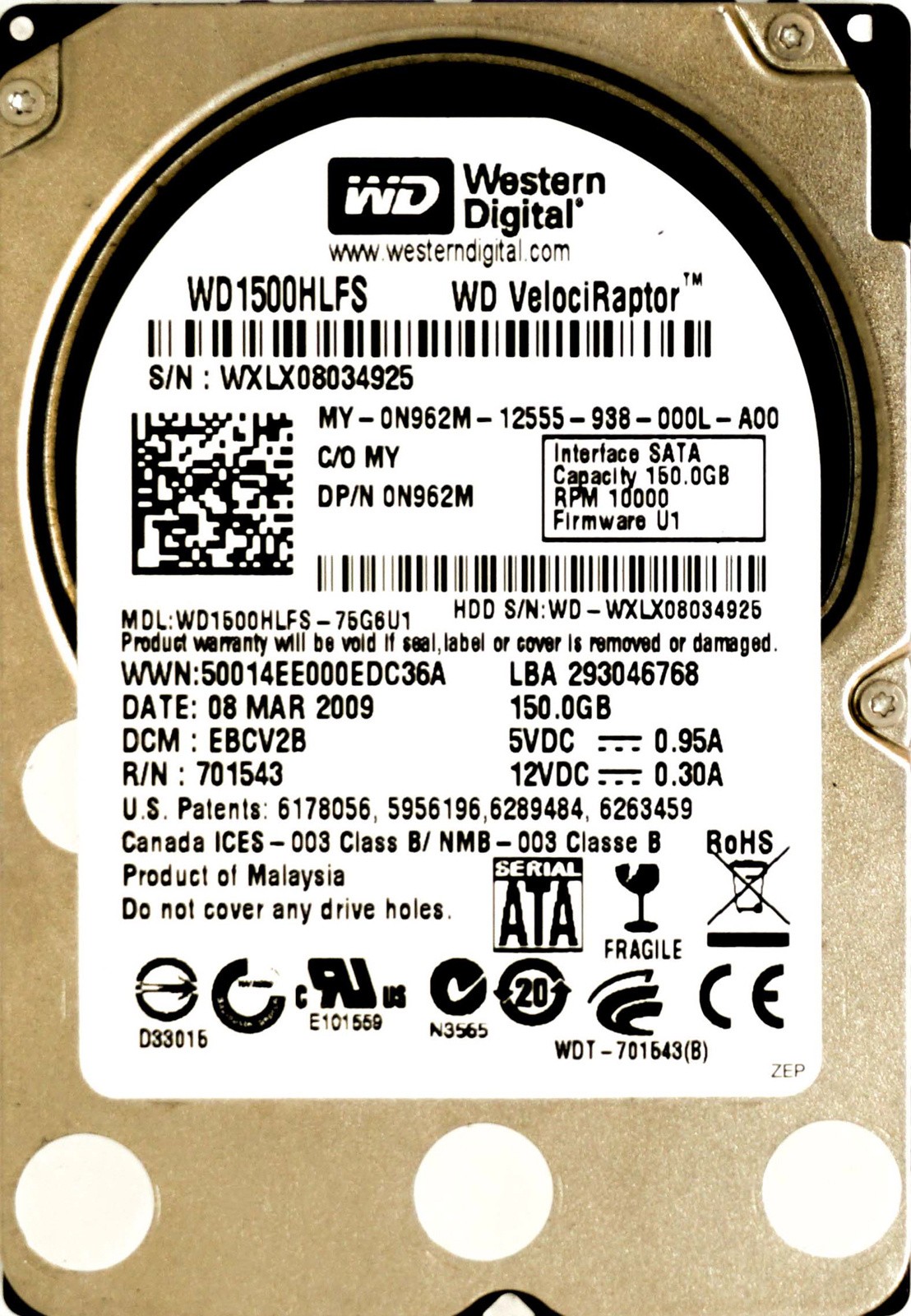 Dell (N962M) 150GB SATA II (SFF) 3Gb/s 10K HDD