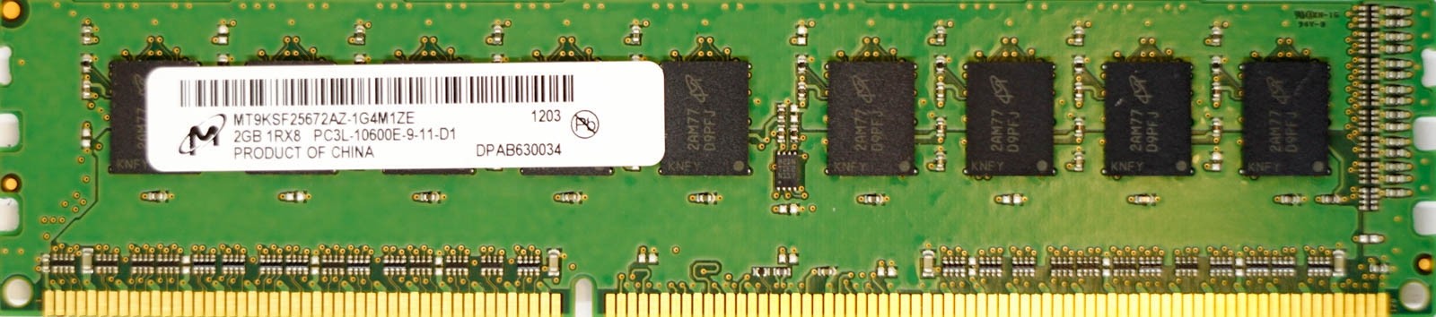 Micron - 2GB PC3L-10600E (DDR3 Low-Power-1333Mhz, 1RX8)