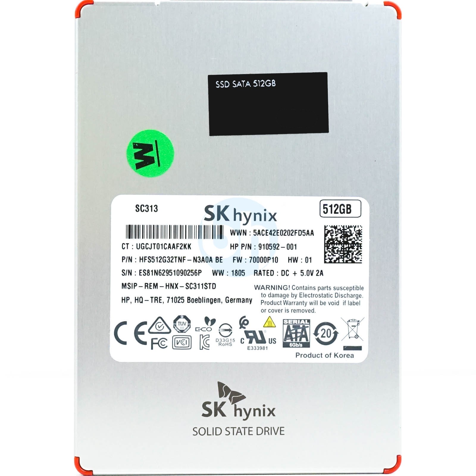HP (910592-001) - 512GB (SFF 2.5in) SATA-III 6Gbps SSD (721393-001)