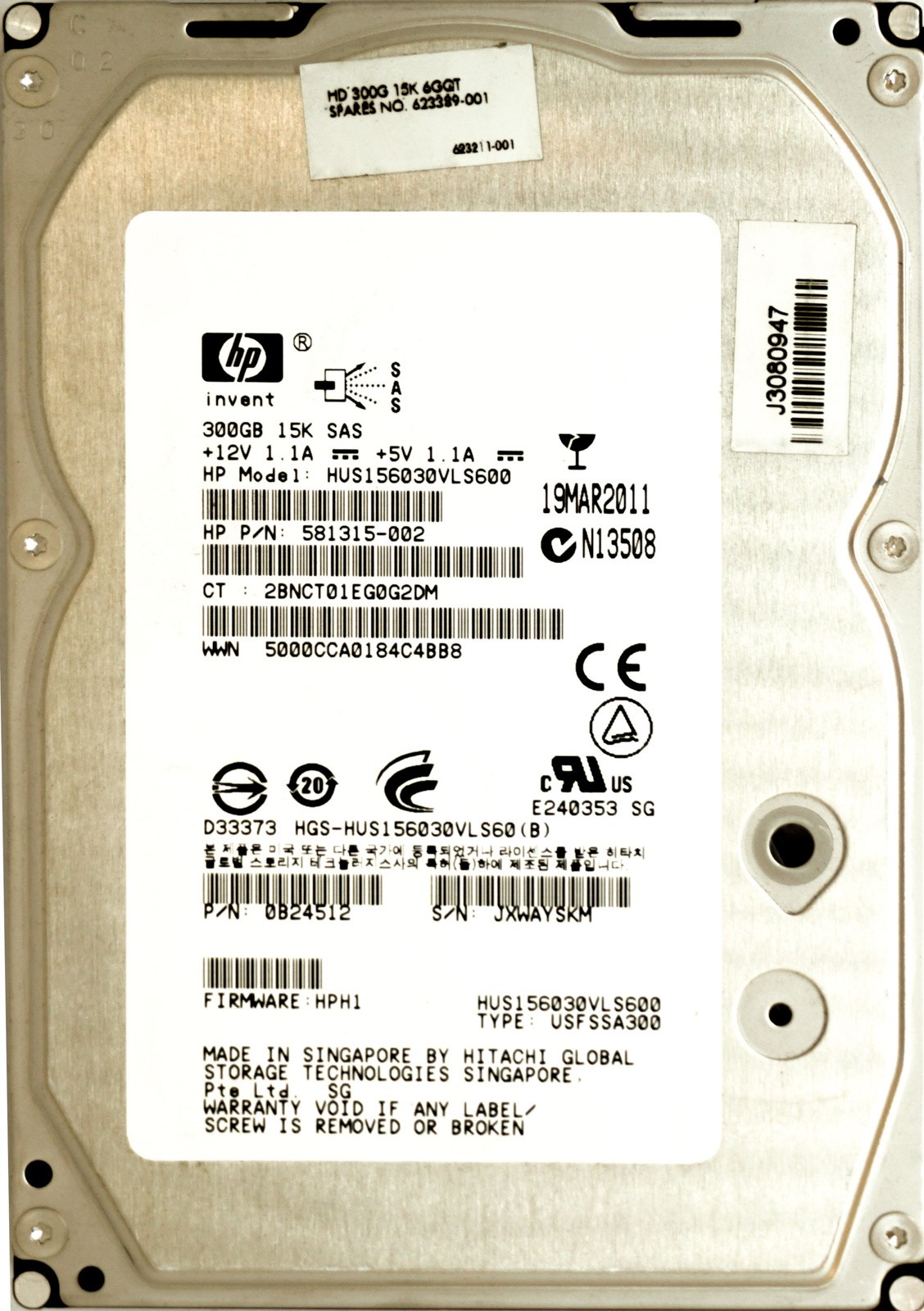 HP (581315-002) 300GB SAS-2 (LFF) 6Gb/s 15K HDD