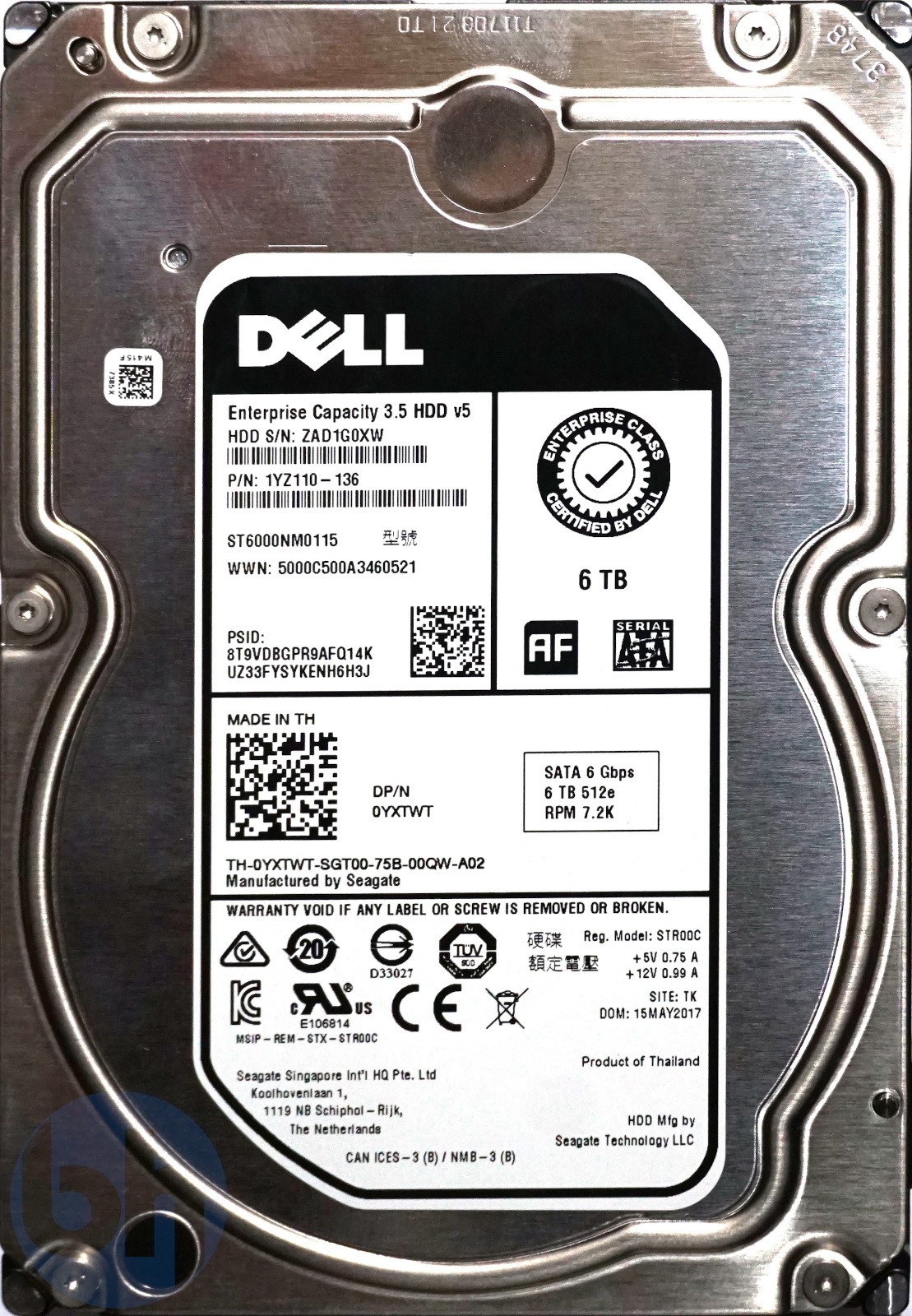 Dell (YXTWT) 6TB - SATA III (3.5") 6Gbps 7.2K HDD