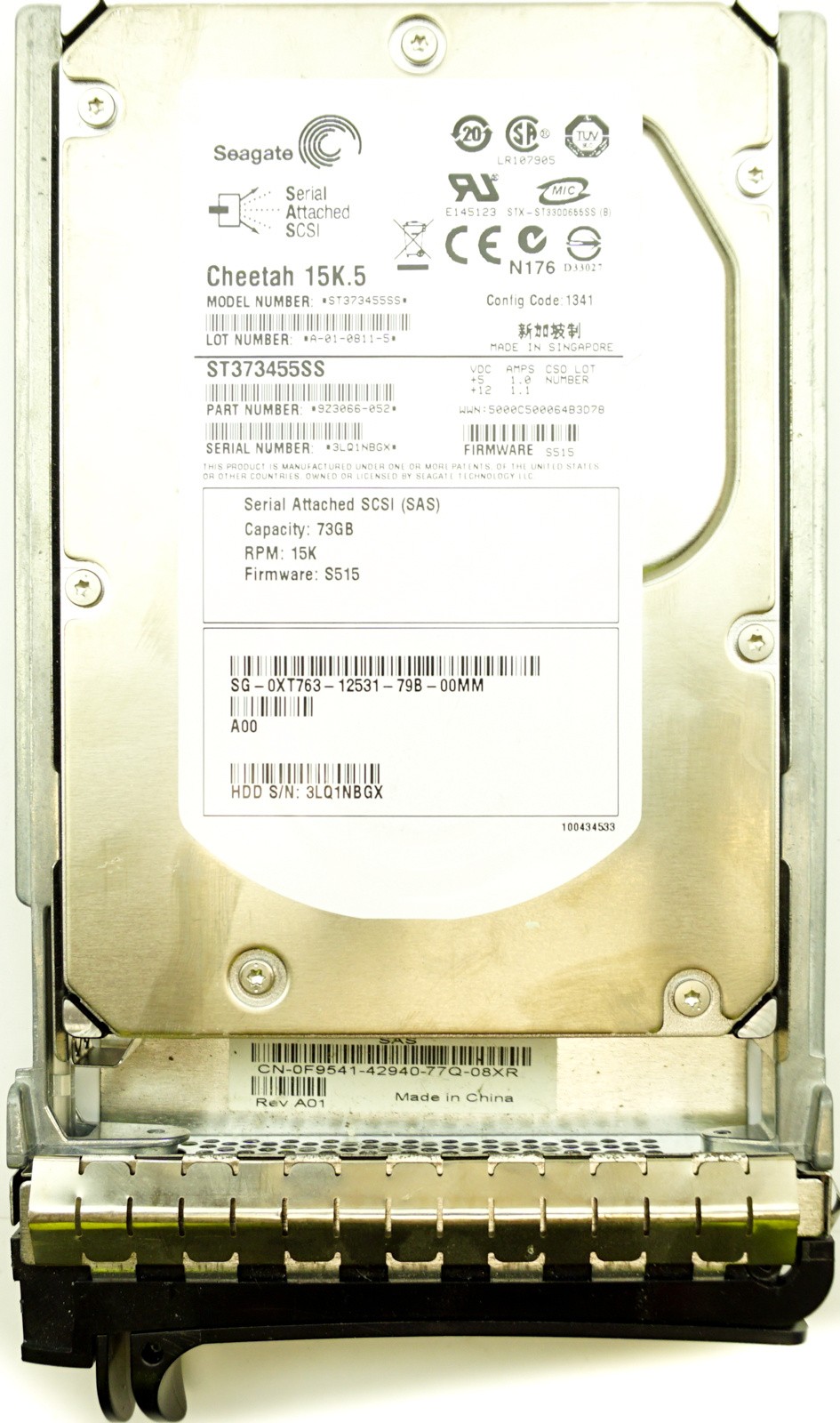 Dell (XT763) 73GB SAS-1 (LFF) 3Gb/s 15K in 9G Hot-Swap Caddy