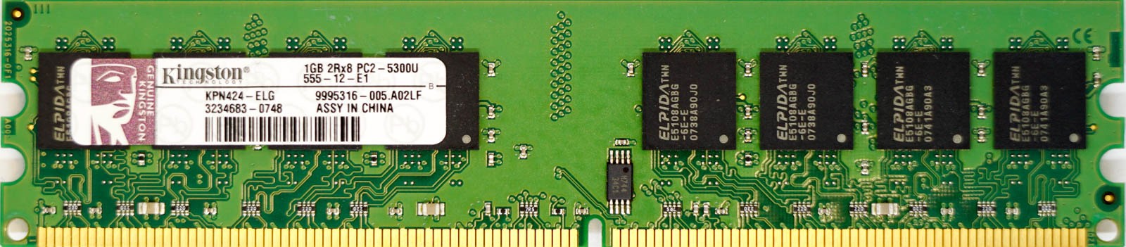 Kingston - 1GB PC2-5300U (DDR2-667Mhz, 2RX8)