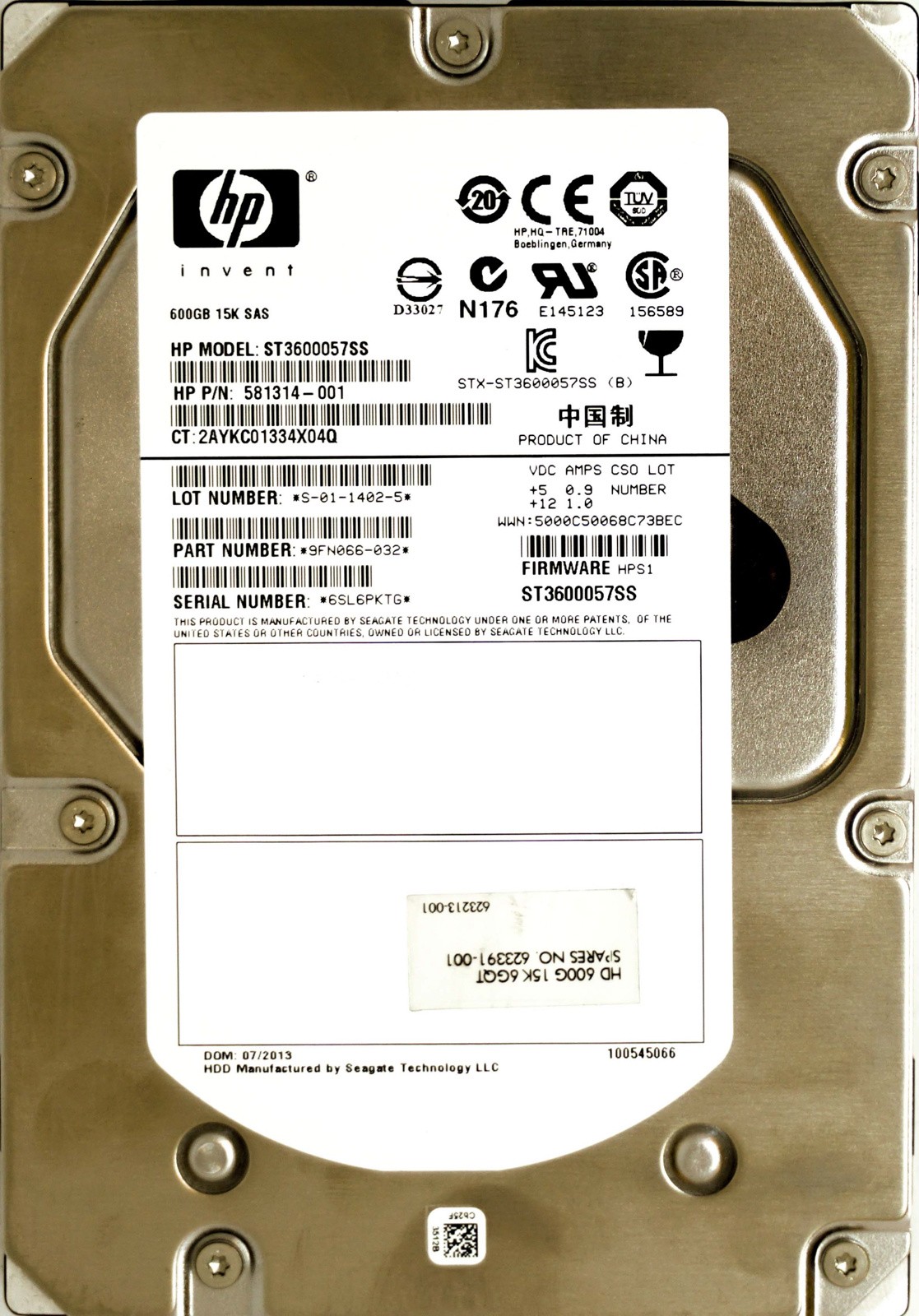 HP (581314-001) 600GB SAS-2 (LFF) 6Gb/s 15K HDD