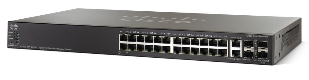 Cisco SG500-28P-K9 - 28x RJ-45, 4x SFP 1Gbps PoE+ Managed Switch