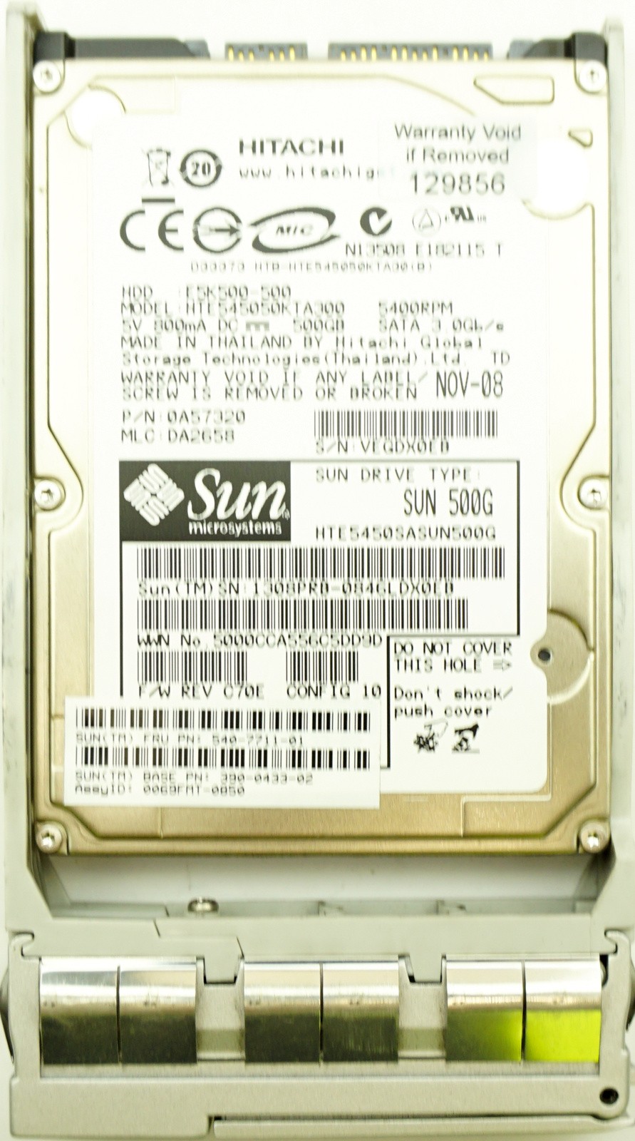 Sun (540-7711-01) 500GB SATA II (SFF) 3Gb/s 5.4K (390-0433-02) in Hot-Swap Caddy