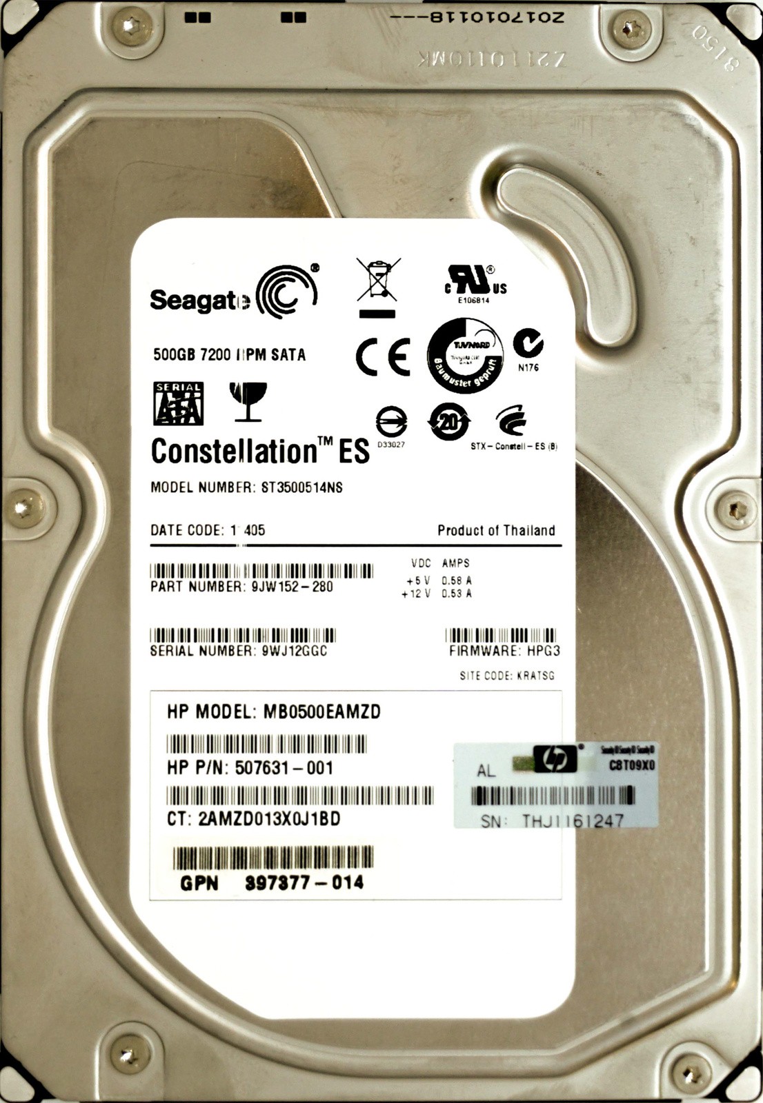 HP (507631-001) 500GB SATA II (LFF) 3Gb/s 7.2K HDD