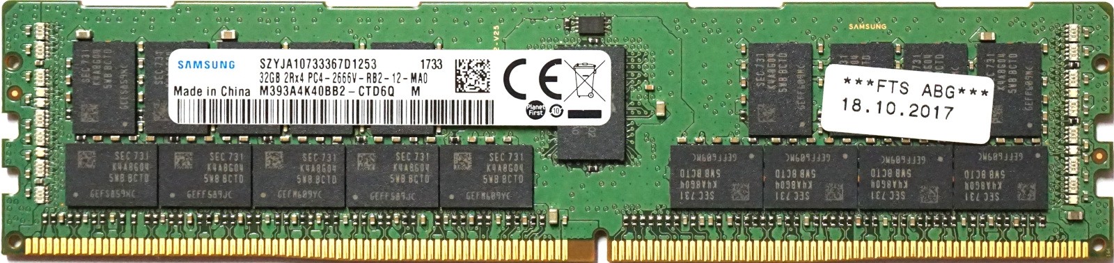 32GB DDR4 21300 2RX4 Samsung - 32GB PC4-21300V-R (DDR4-2666MHz, 2RX4) 