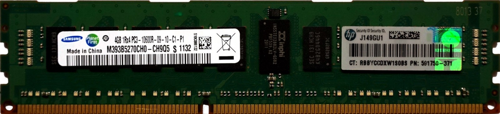 HP (591750-371) - 4GB PC3-10600R (DDR3-1333Mhz, 1RX4)