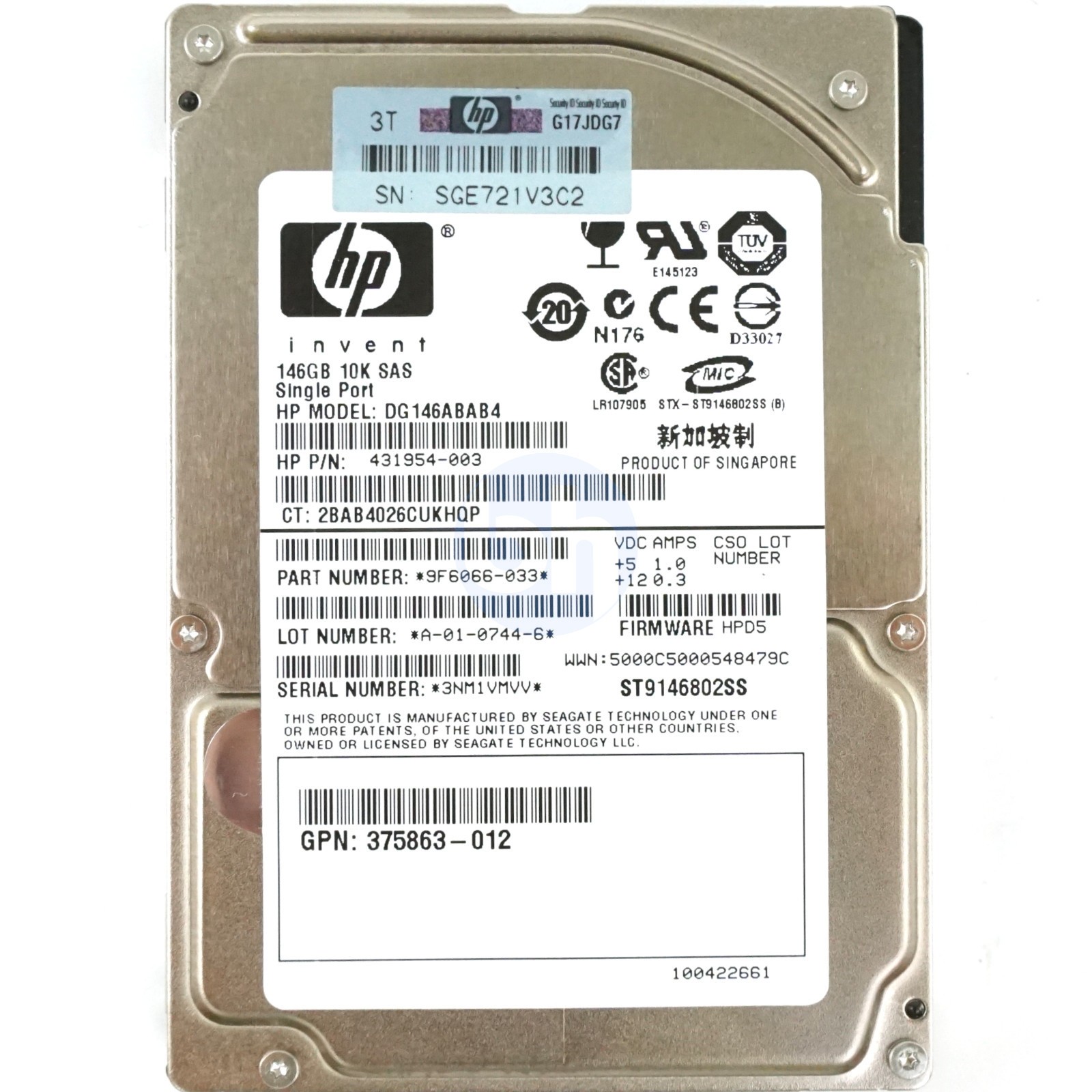 HP (431954-003) 146GB SAS-1 (SFF 2.5") 3Gbps 10K HDD