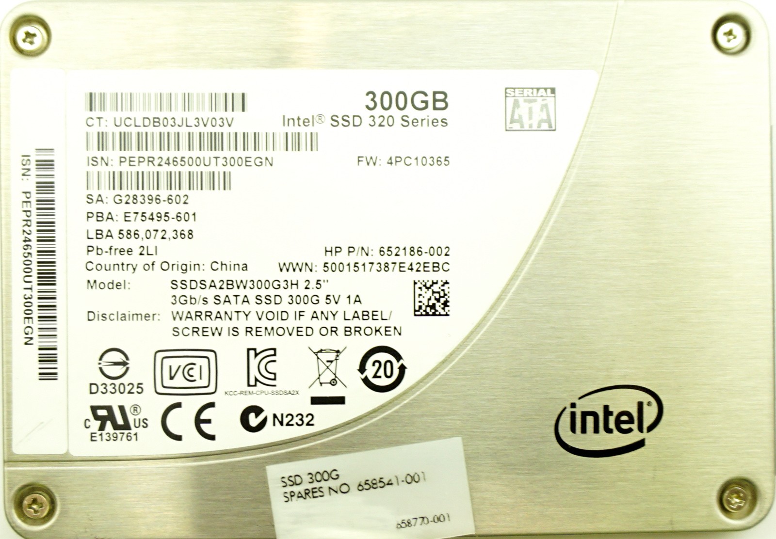 HP (652186-002) 300GB SATA II (SFF) 3Gb/s SSD