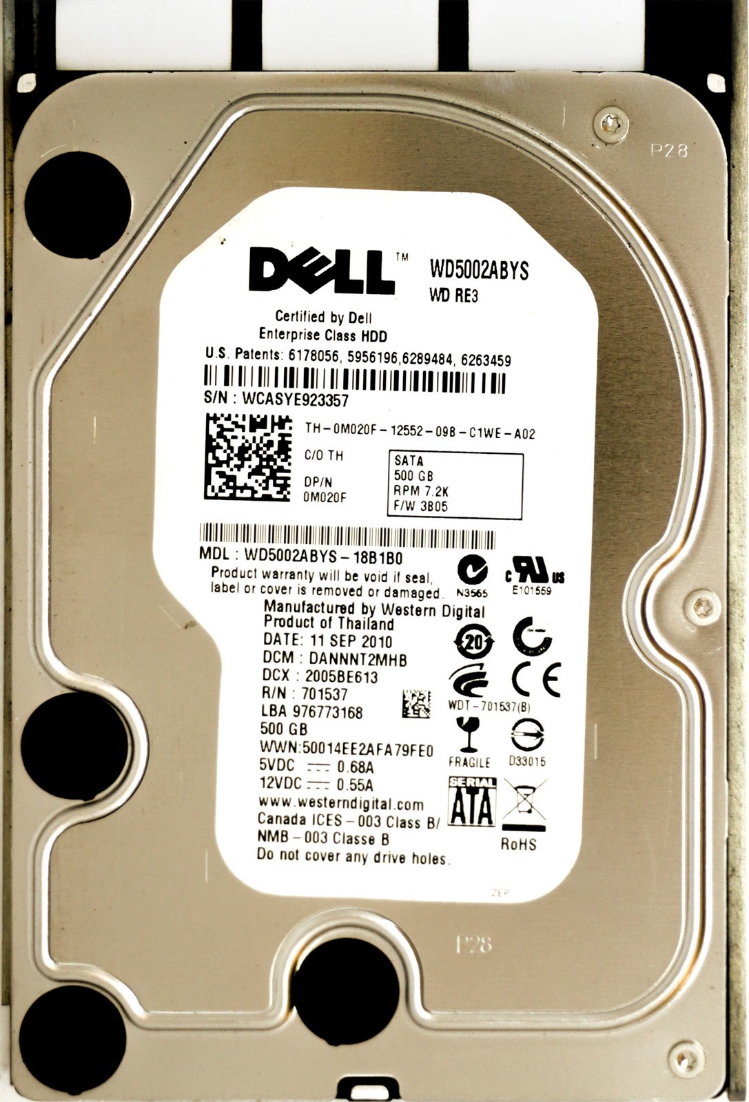 Dell (M020F) 500GB SATA II (LFF) 3Gb/s 7.2K in 11G Hot-Swap Caddy
