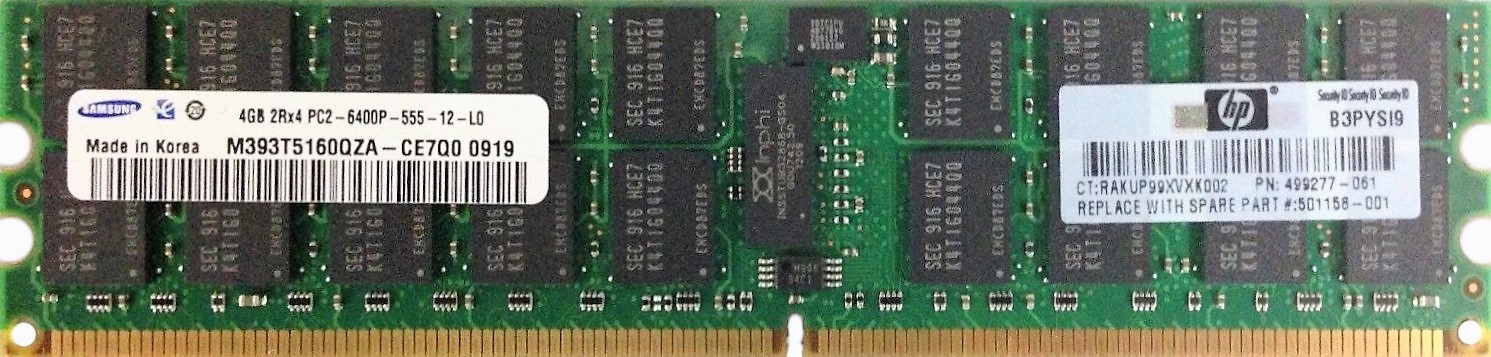 HP (499277-061) - 4GB PC2-6400P (DDR2-800Mhz, 2RX4)