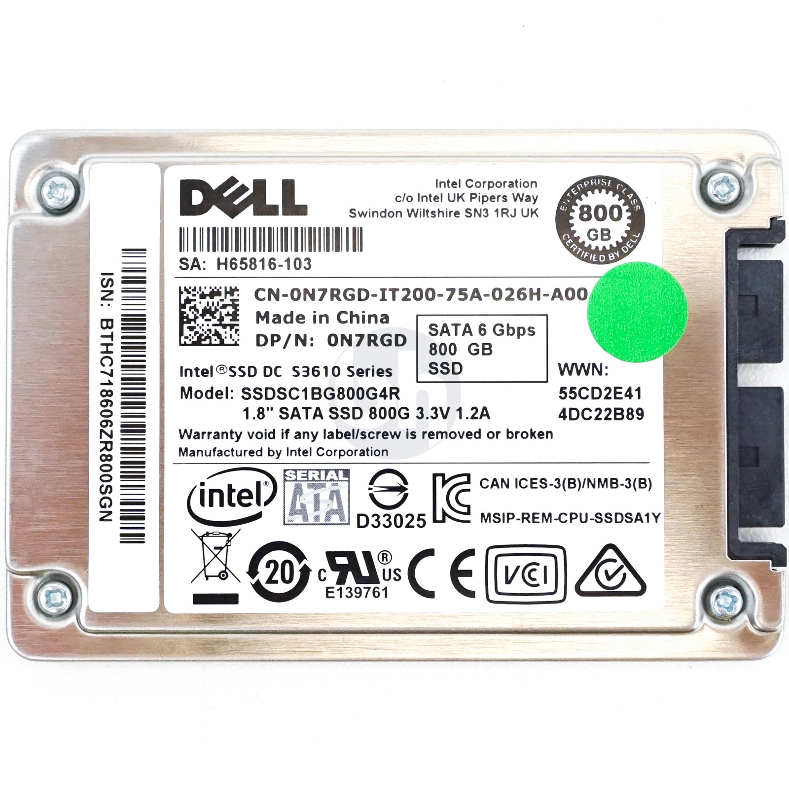 Dell (N7RGD) 800GB Enterprise Class 1.8 Micro-SATA 6Gbps SSD