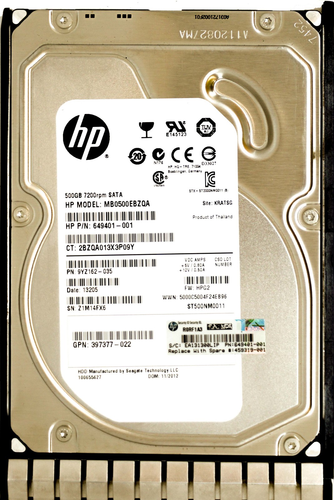 HP (649401-001) 500GB SATA II (LFF) 3Gb/s 7.2K in G5 Hot-Swap Caddy